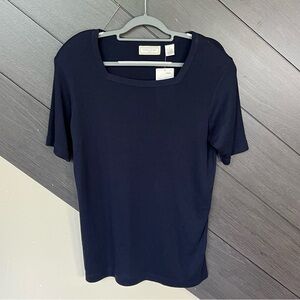 Studio Works Dark Blue‎ Short Sleeve Square Neck Top